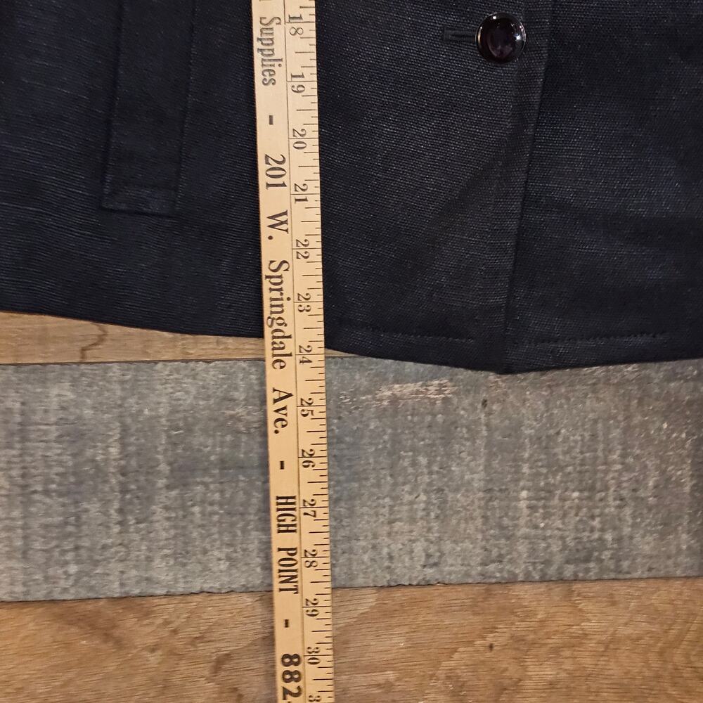 Talbots Solid Black Linen Collarless Button Front… - image 5